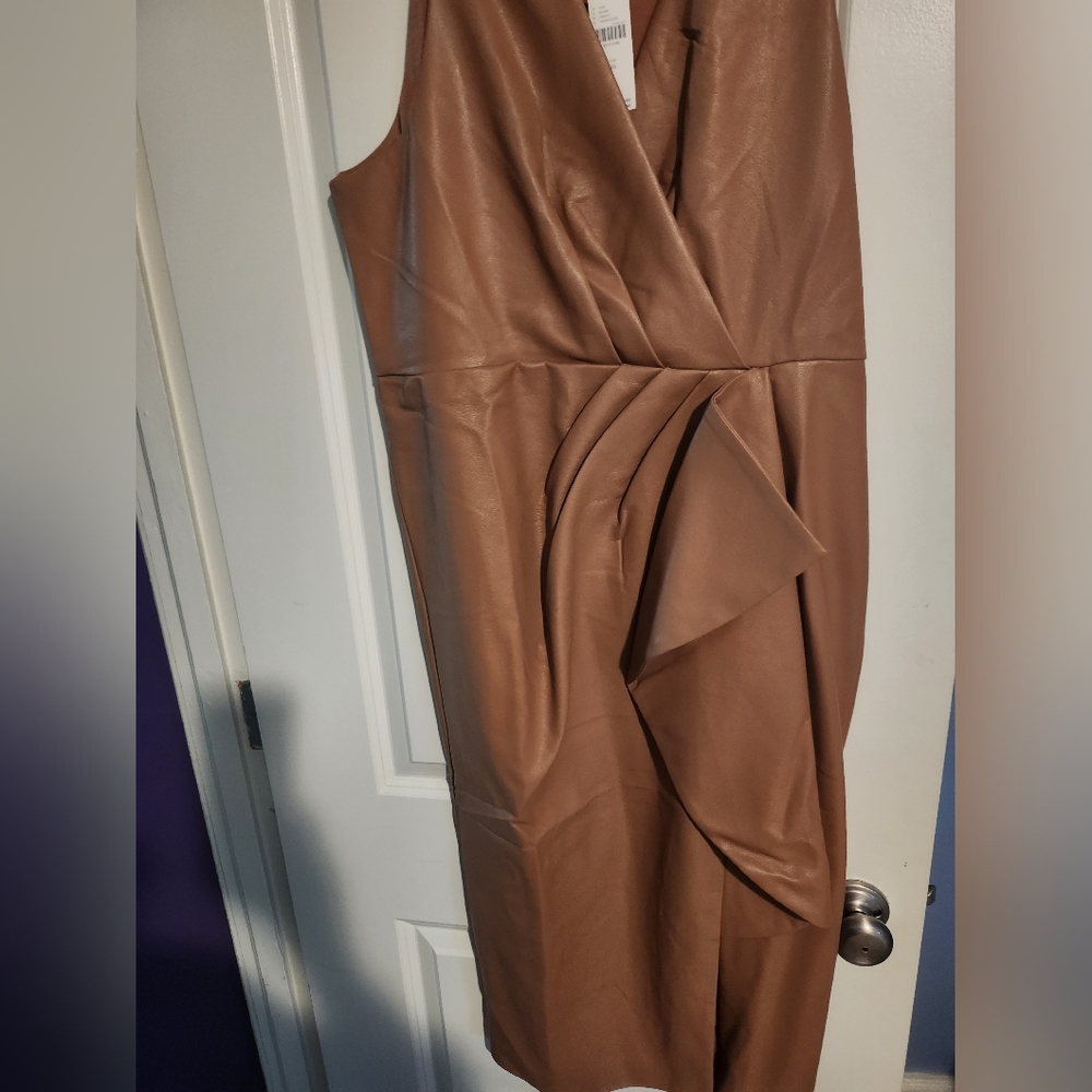 NWT Size 16 anthropologie caramel leather dress